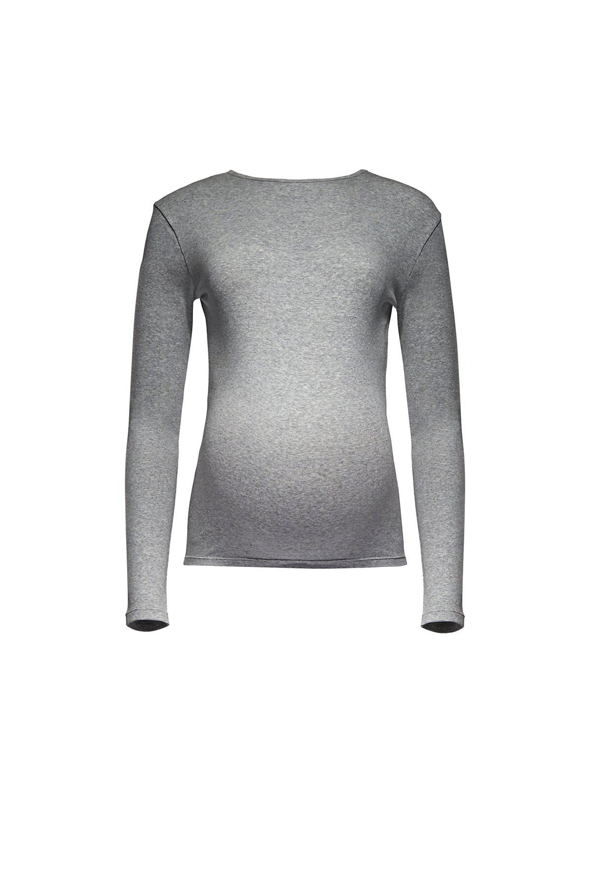 bumpsuit maternity cotton rib long sleeve top in heather grey