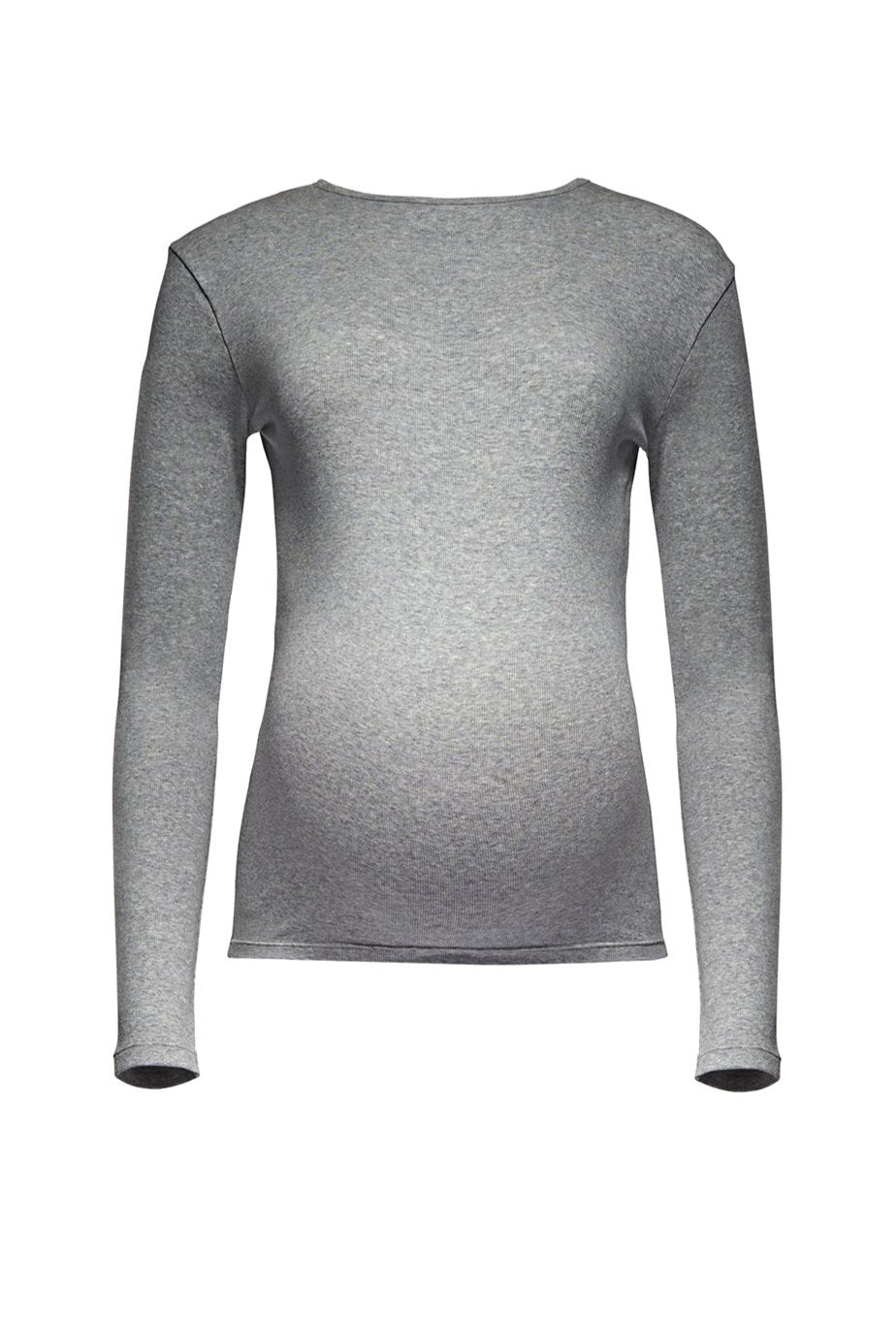 bumpsuit maternity cotton rib long sleeve top in heather grey