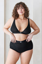 Bumpsuit Maternity The Cotton Rib Plunge Bralette & Boy Short in Black