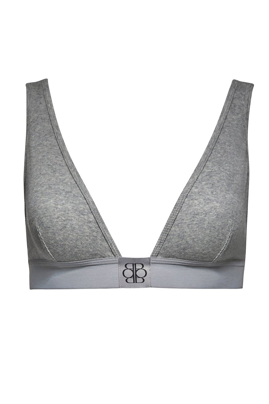 Bumpsuit maternity the cotton rib plunge bralette in ivory ghost man in heather grey