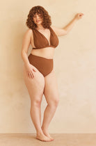 Bumpsuit Maternity The Edie Breastfeeding Friendly Swim Top in Chestnut