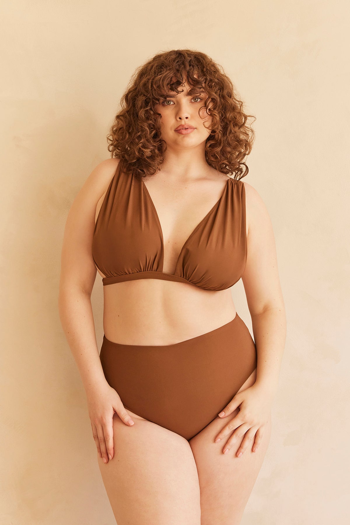 Bumpsuit Maternity The Edie Breastfeeding Friendly Swim Top in Chestnut