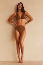 The Bumpsuit Maternity The Edie High Waist Swim Bottom in Chestnut