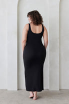 Bumpsuit Maternity The Elle Scoop Neck Midi Dress in Black