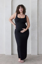 Bumpsuit Maternity The Elle Scoop Neck Midi Dress in Black