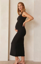 Bumpsuit Maternity The Elle Scoop Neck Midi Dress in Black