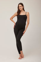 Bumpsuit Maternity The Farrah Tie Back Square Neck Jumpsuit in Black