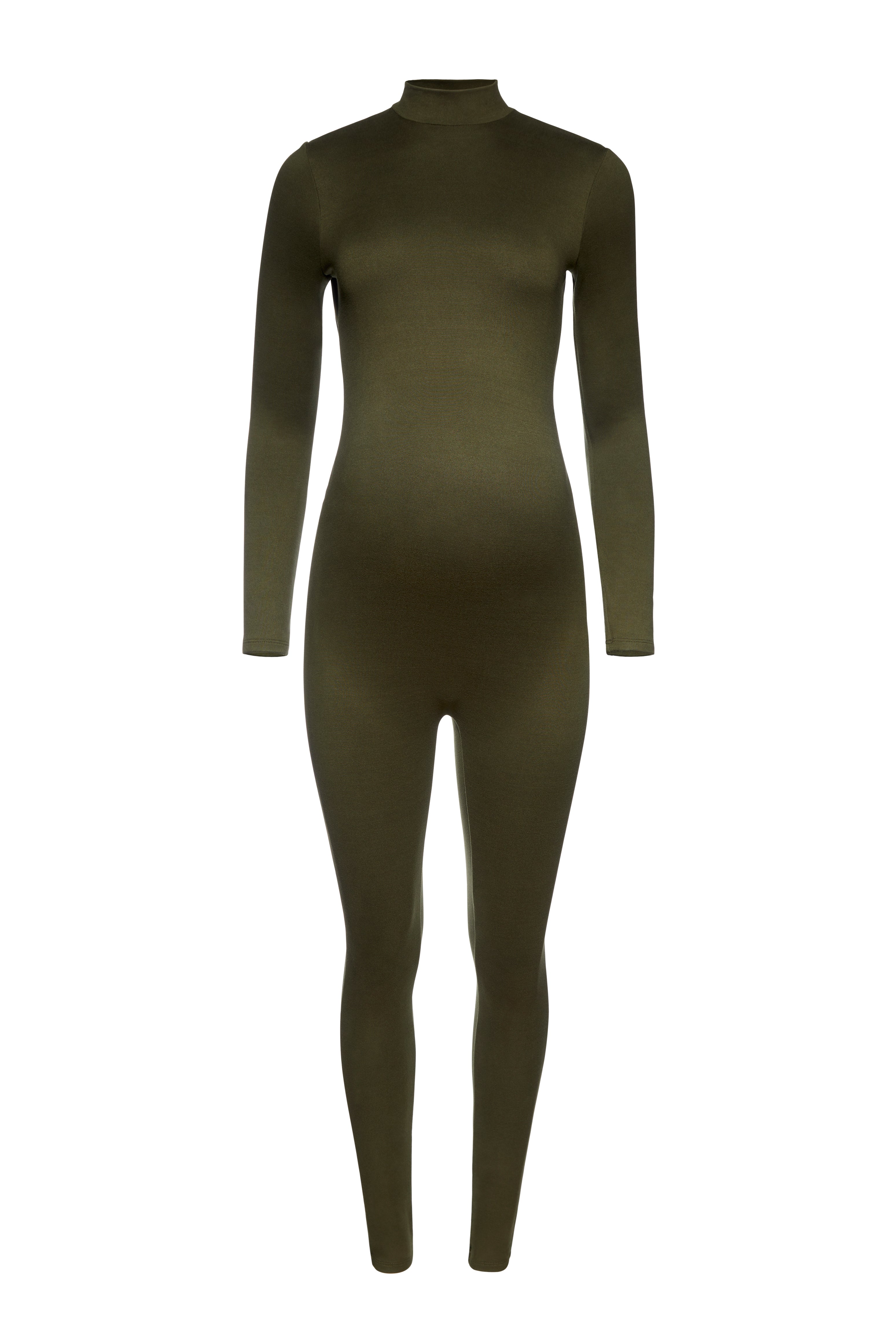 bumpsuit maternity the gigi mock neck long sleeve jumpsuit in olive