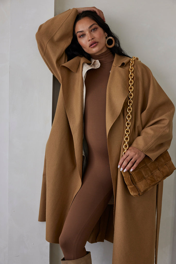 Bumpsuit Maternity The Jacqueline belted wool coat in camel