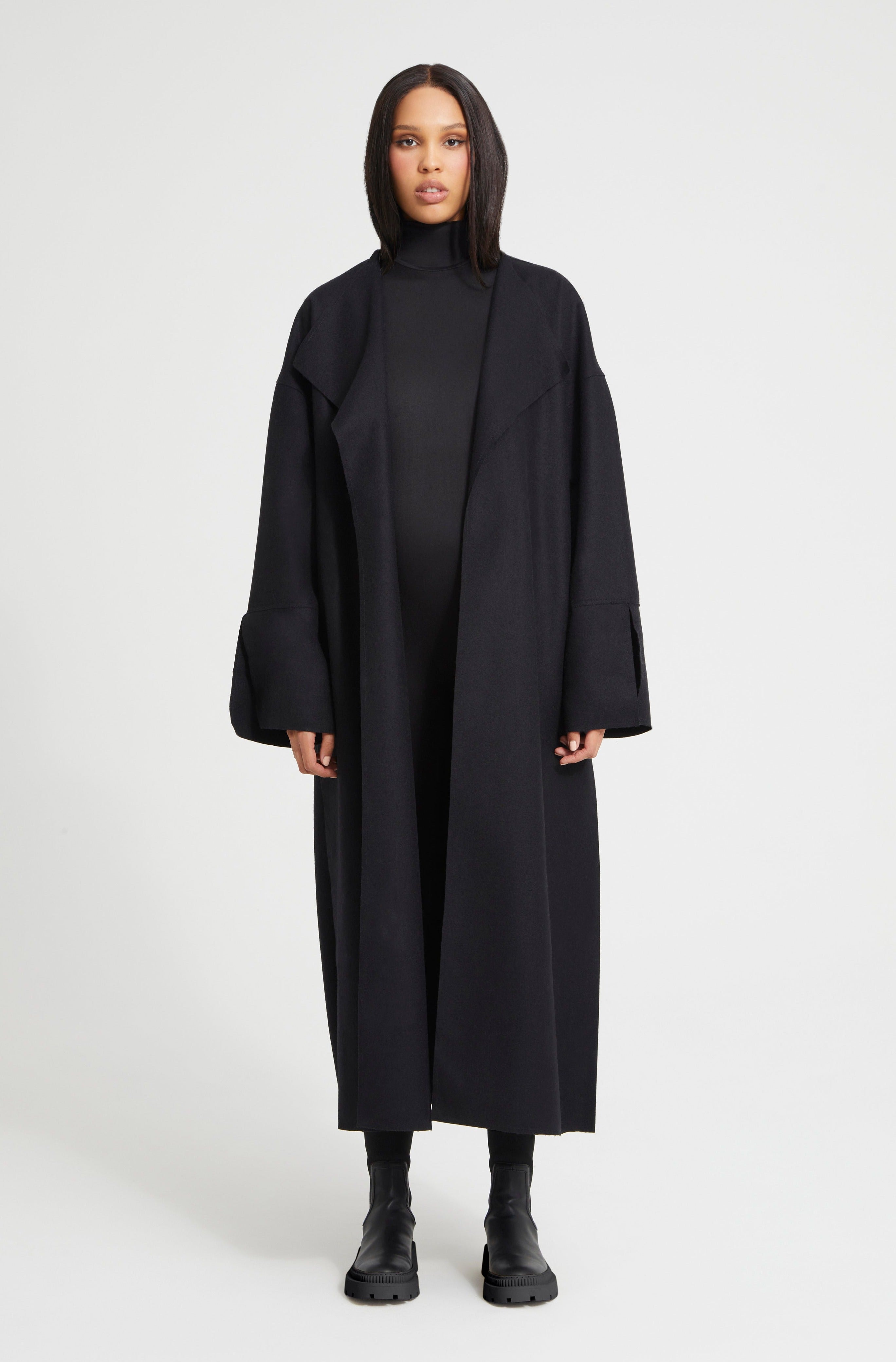 Bumpsuit Maternity The Grace Wool Waterfall Coat in Black