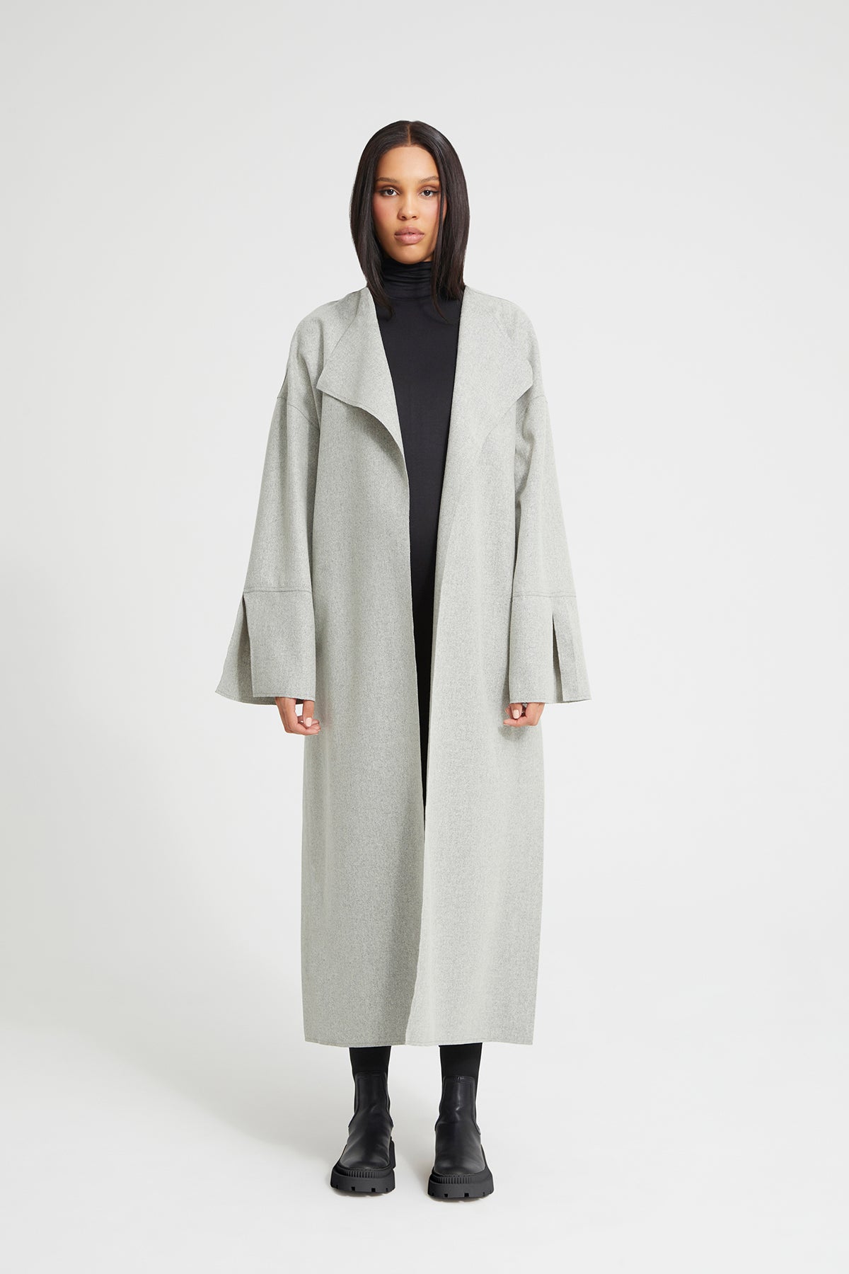 Bumpsuit Maternity The Grace Wool Waterfall Coat in Heather Grey