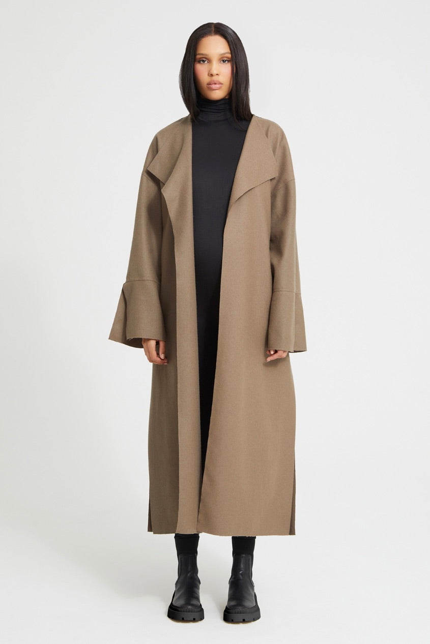 Bumpsuit Maternity The Grace Wool Waterfall Coat in Taupe