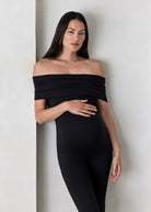 Bumpsuit Maternity The Harper Off The Shoulder Jumpsuit in Black