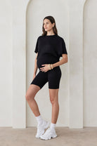 Bumpsuit maternity the high waist biker short in black