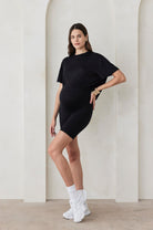 Bumpsuit maternity the high waist biker short in black