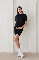 Bumpsuit maternity the high waist biker short in black