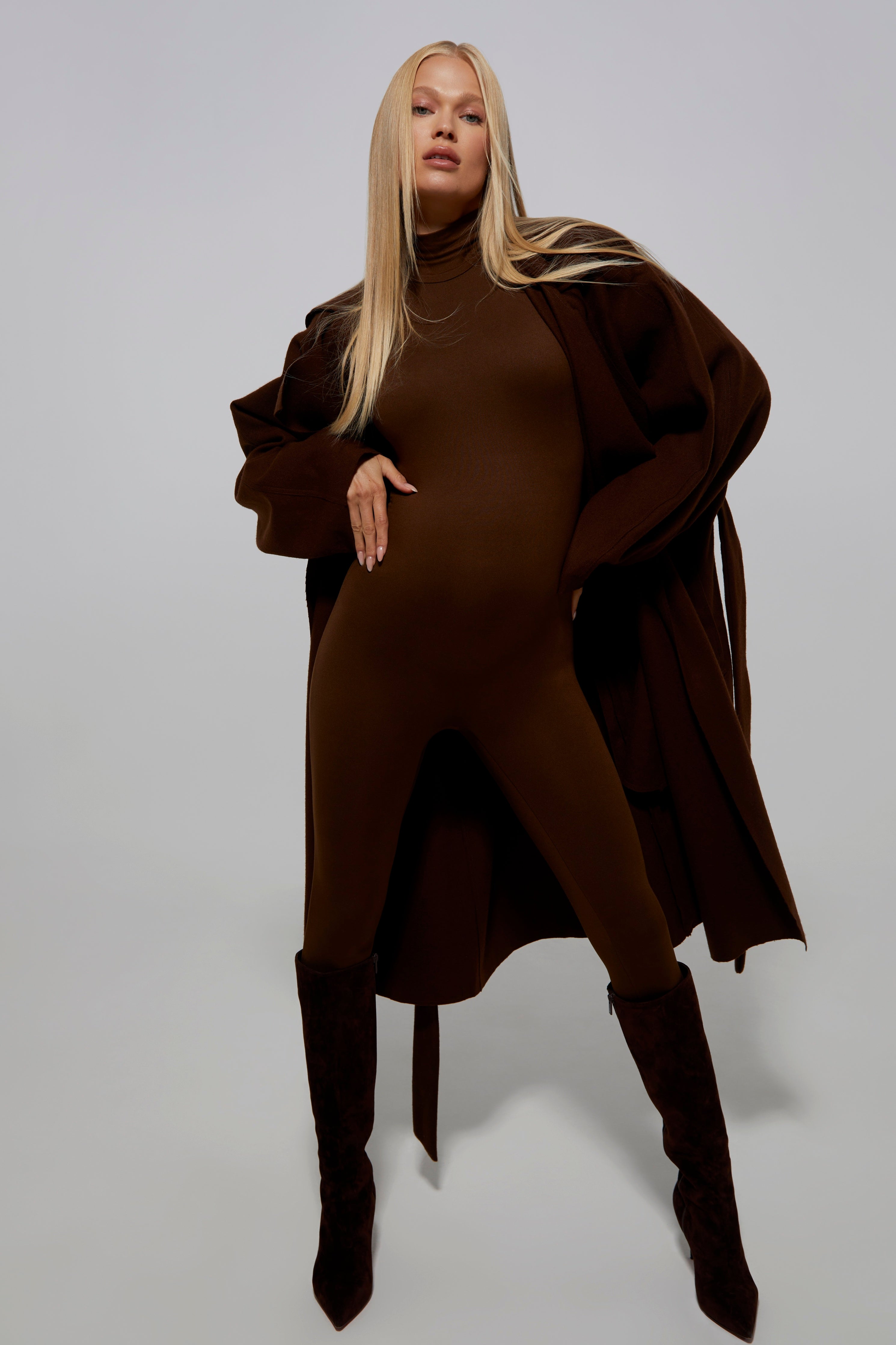 Bumpsuit Maternity The Jacqueline belted wool coat in chocolate