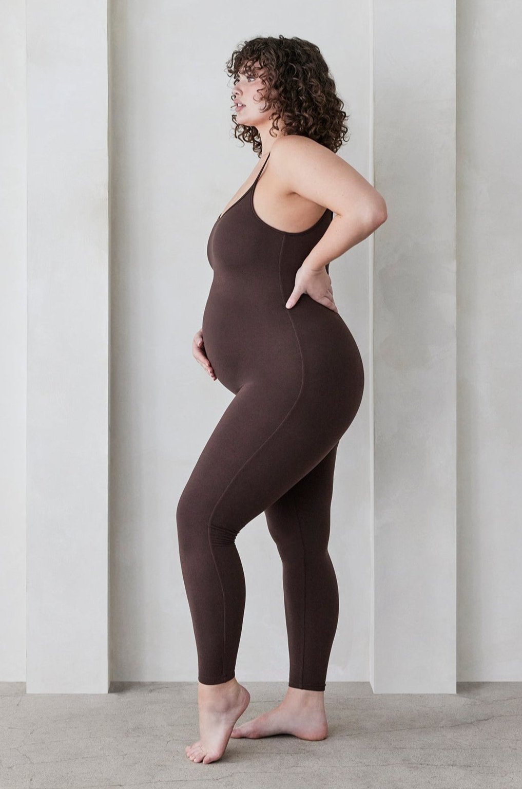 Bumpsuit Maternity the Kate Sleeveless Jumpsuit in Chocolate