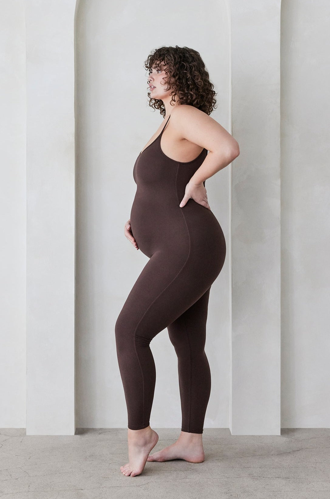 Bumpsuit Maternity the Kate Sleeveless Jumpsuit in Chocolate