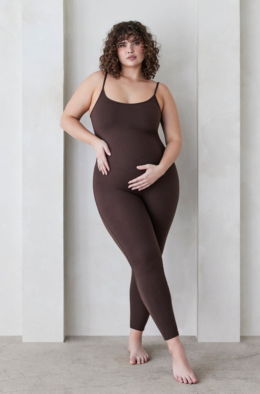 Bumpsuit Maternity the Kate Sleeveless Jumpsuit in Chocolate