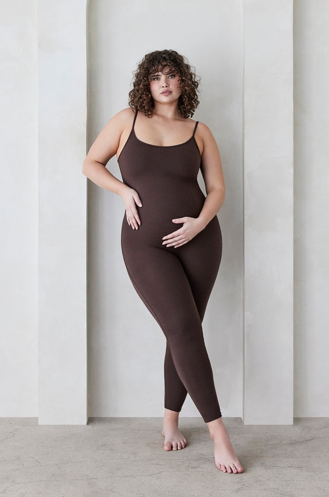 Bumpsuit Maternity the Kate Sleeveless Jumpsuit in Chocolate