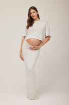 bumpsuit maternity the long skirt in heather grey