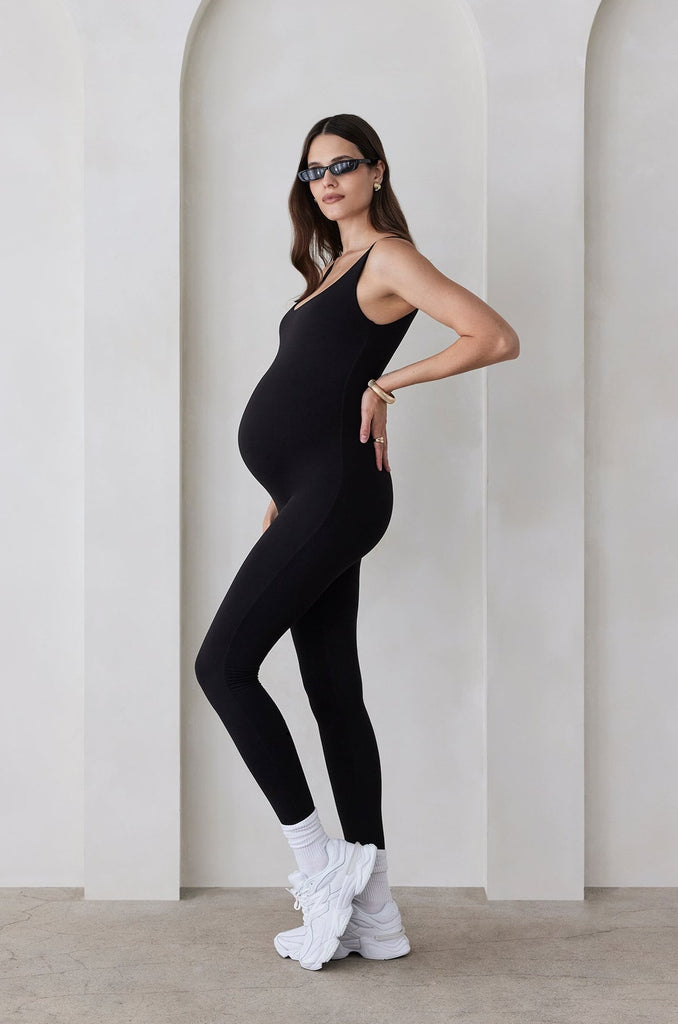 Bumpsuit Maternity The Lucy Sleeveless Scoop Neck Jumpsuit in Black