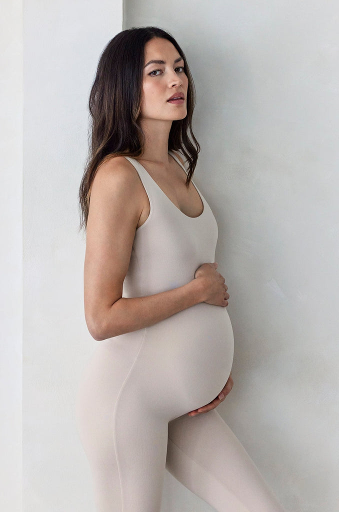 Bumpsuit Maternity The Lucy Scoop Neck Jumpsuit in Oat
