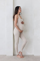 Bumpsuit Maternity The Lucy Scoop Neck Jumpsuit in Oat