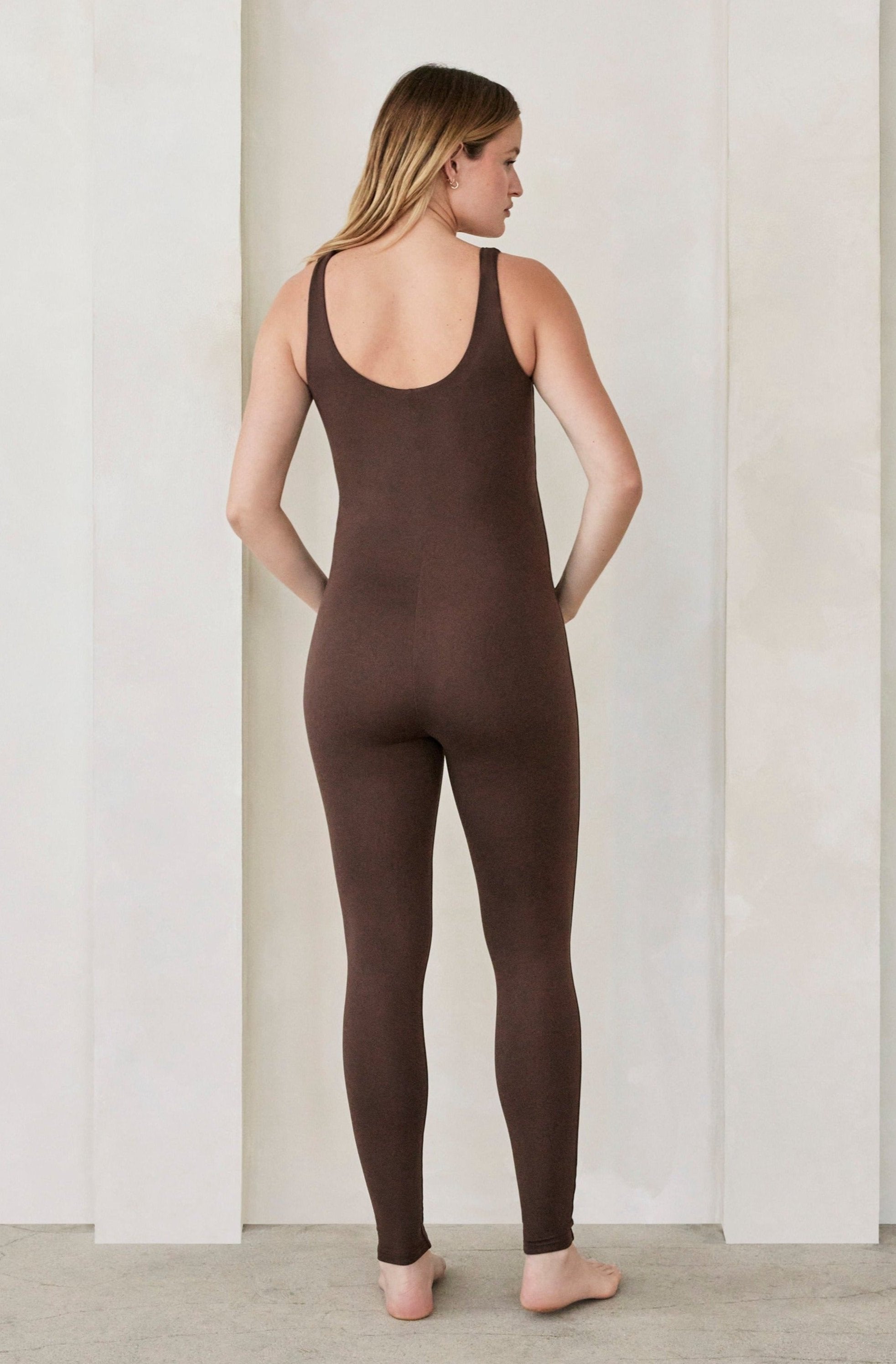 Bumpsuit Maternity The Lucy Sleeveless Jumpsuit in Chocolate