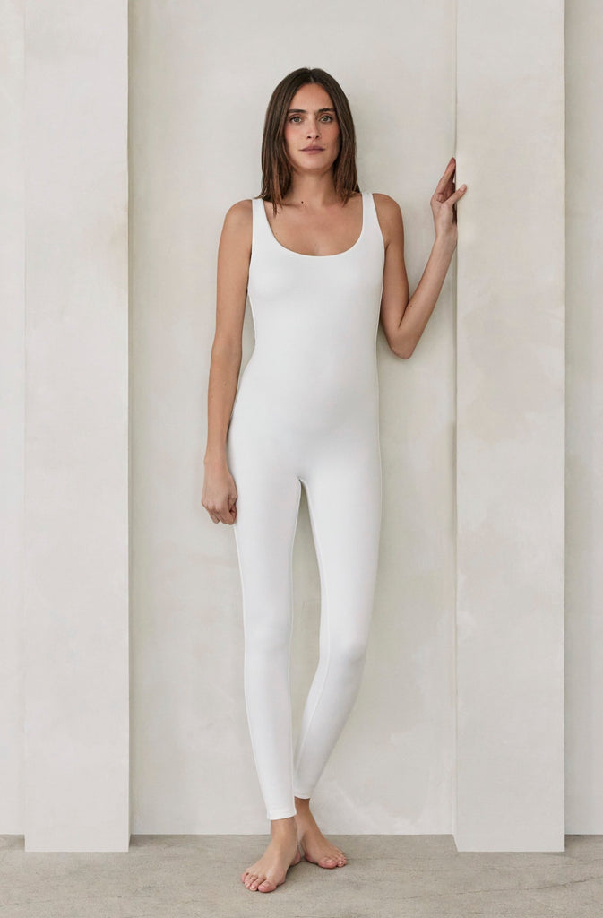 Bumpsuit Maternity The Lucy Sleeveless Jumpsuit in Ivory