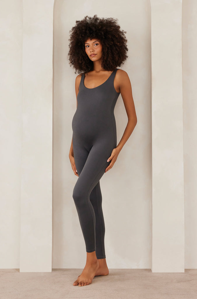 bumpsuit maternity the lucy scoop neck sleeveless jumpsuit in slate