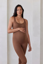 Bumpsuit Maternity The lucy Sleeveless scoop neck jumpsuit in mocha