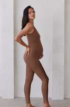 Bumpsuit Maternity The lucy Sleeveless scoop neck jumpsuit in mocha