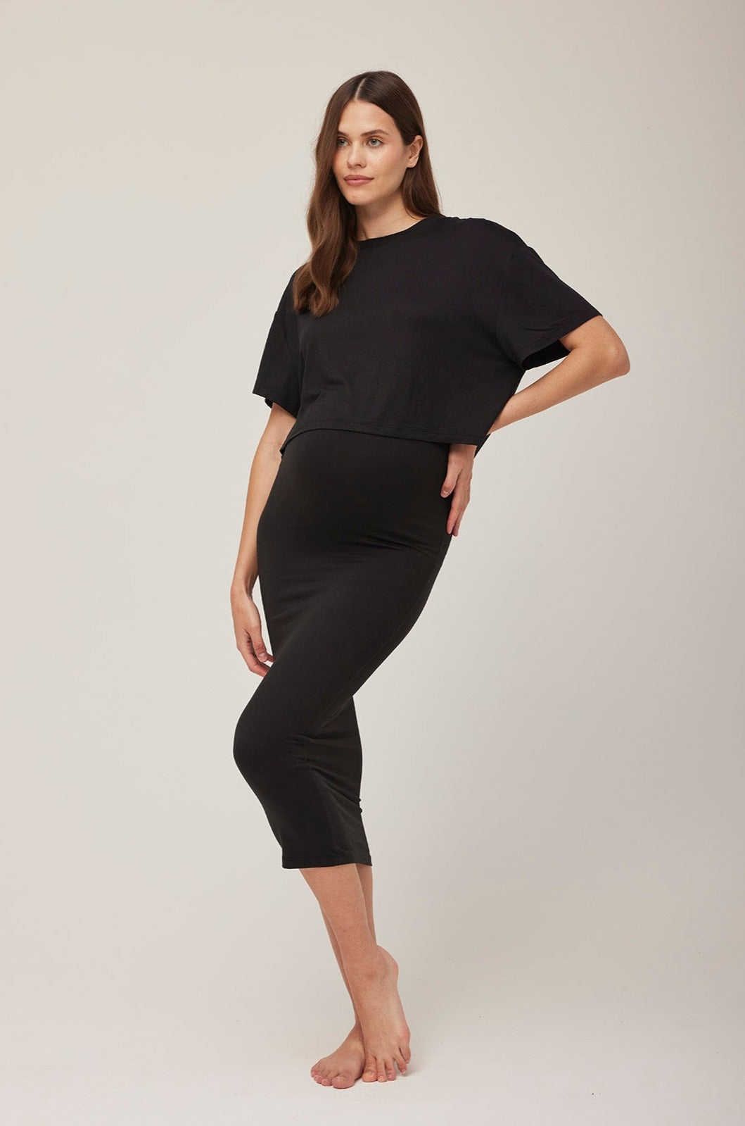 Bumpsuit Maternity The High Rise Midi Skirt in Black