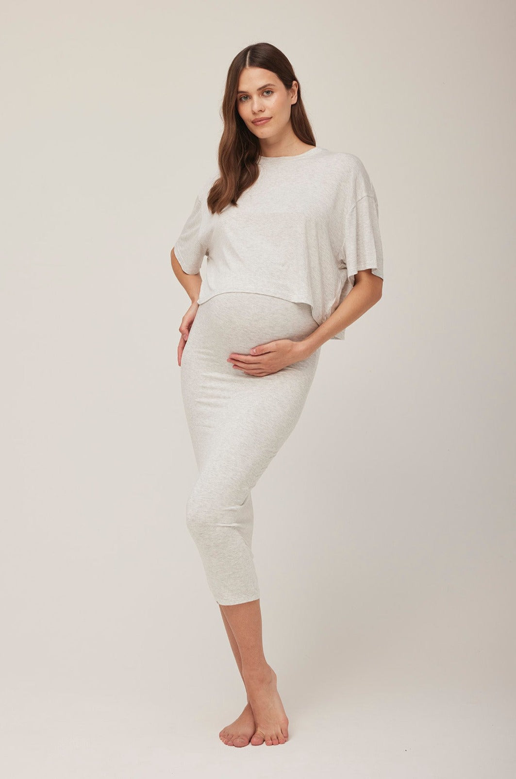 Bumpsuit Maternity the midi skirt in heather grey