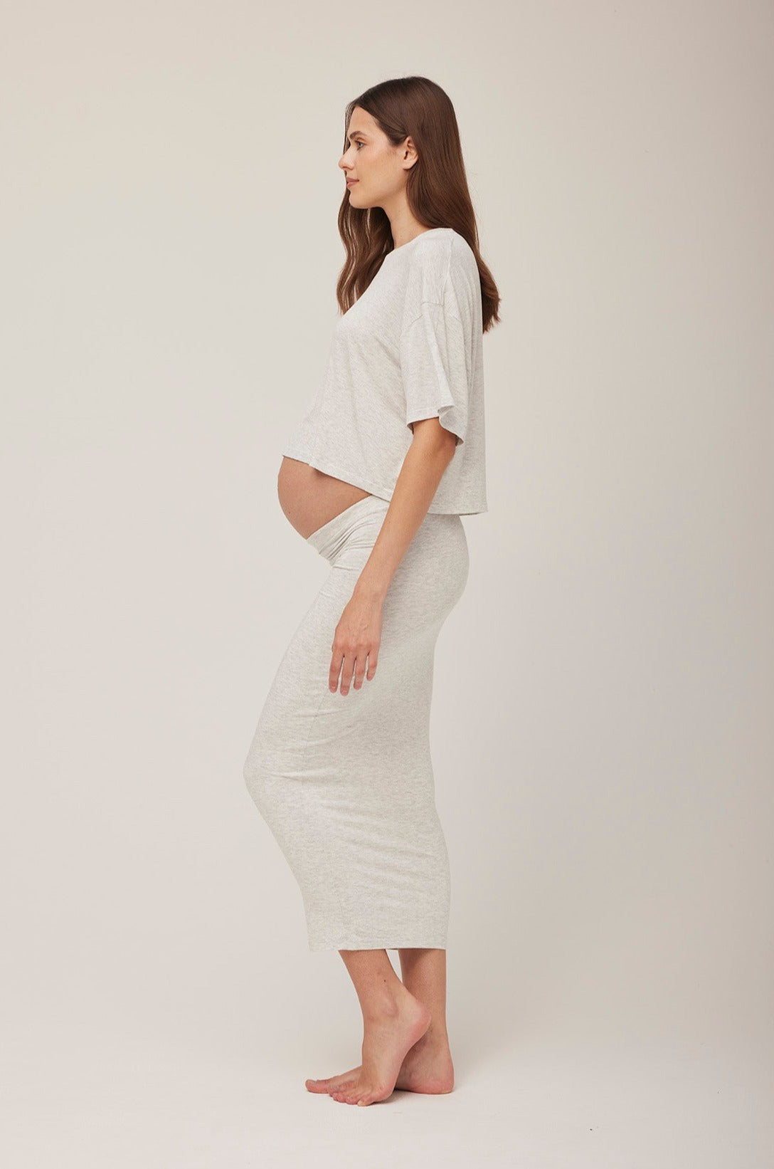 Bumpsuit Maternity the midi skirt in heather grey