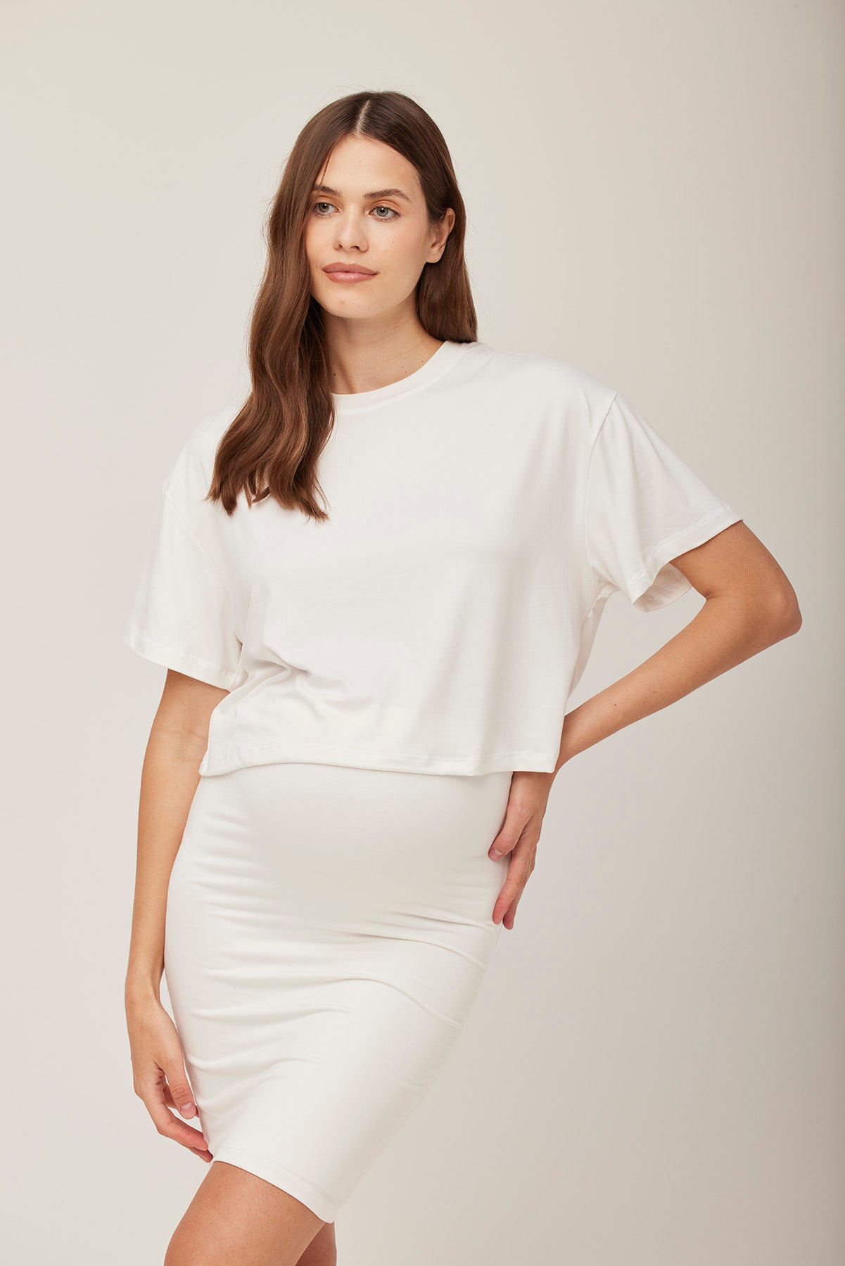 bumpsuit maternity the mini skirt in ivory