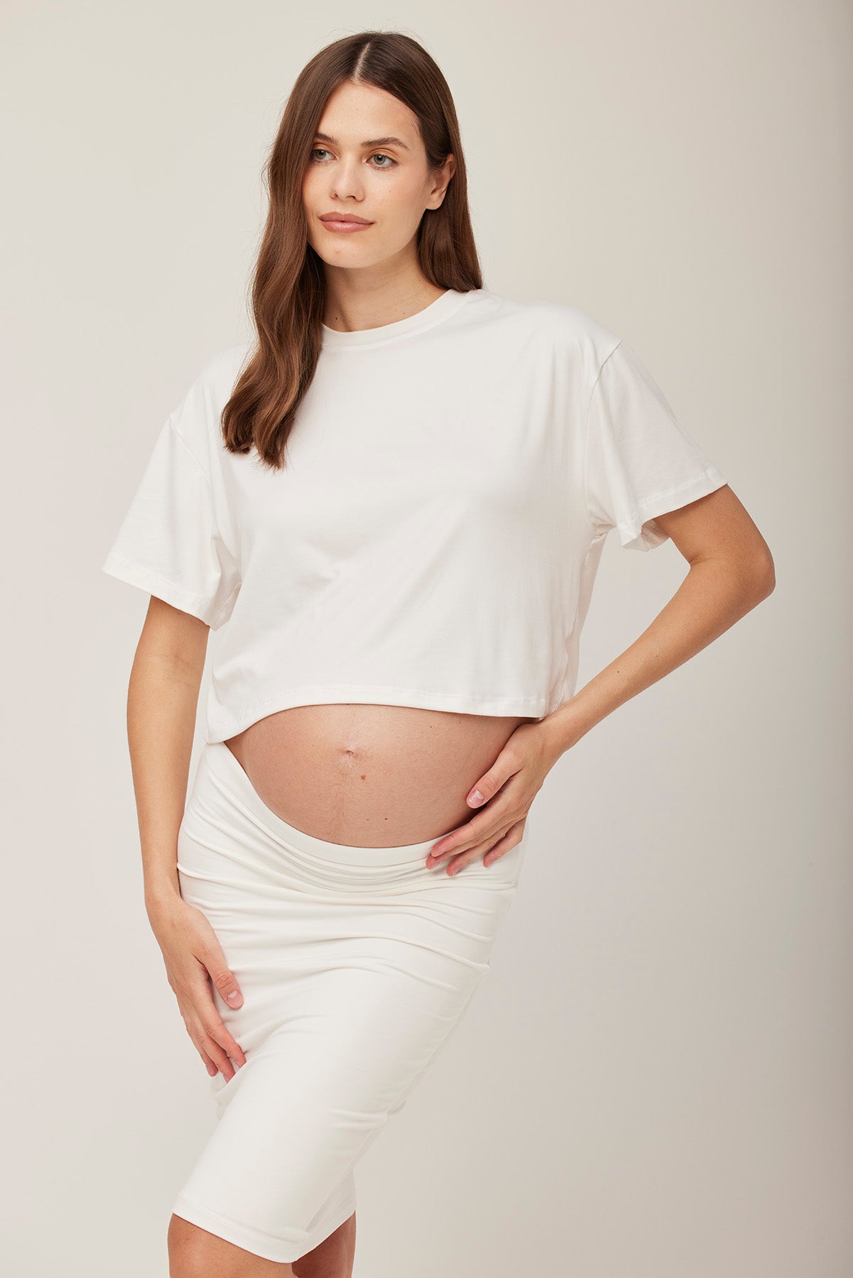 bumpsuit maternity the mini skirt in ivory