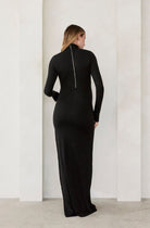 The Bumpsuit Maternity The Monica Turtleneck High Slit Maxi Dress in Black