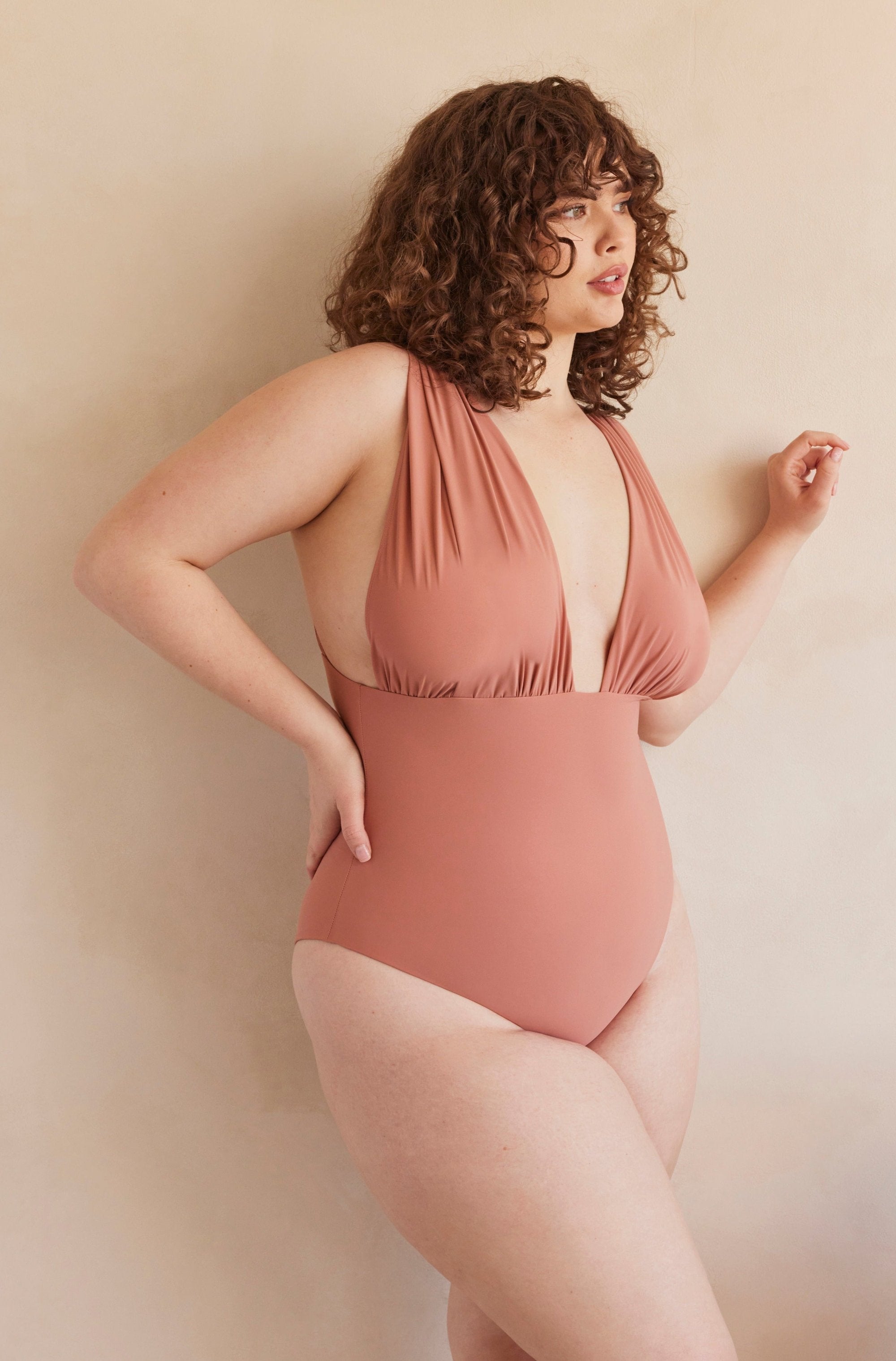 Bumpsuit maternity the monroe nursing friendly one piece swimsuit in dusty rose