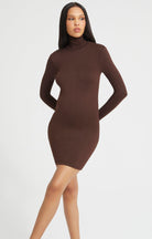 Bumpsuit Maternity The nicole long sleeve turtleneck mini dress in chocolate