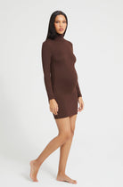 Bumpsuit Maternity The nicole long sleeve turtleneck mini dress in chocolate