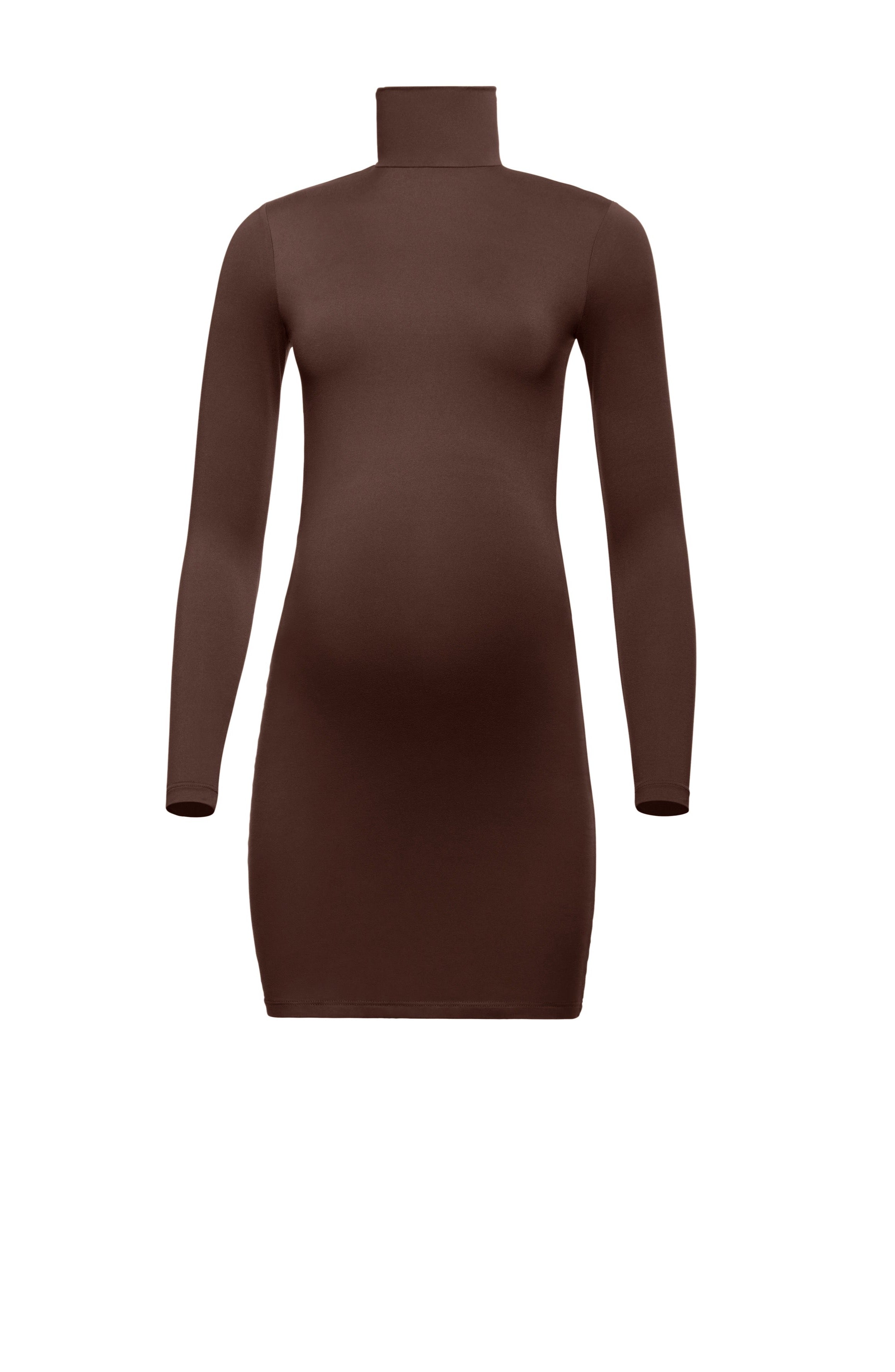 Bumpsuit Maternity The nicole long sleeve turtleneck mini dress in chocolate