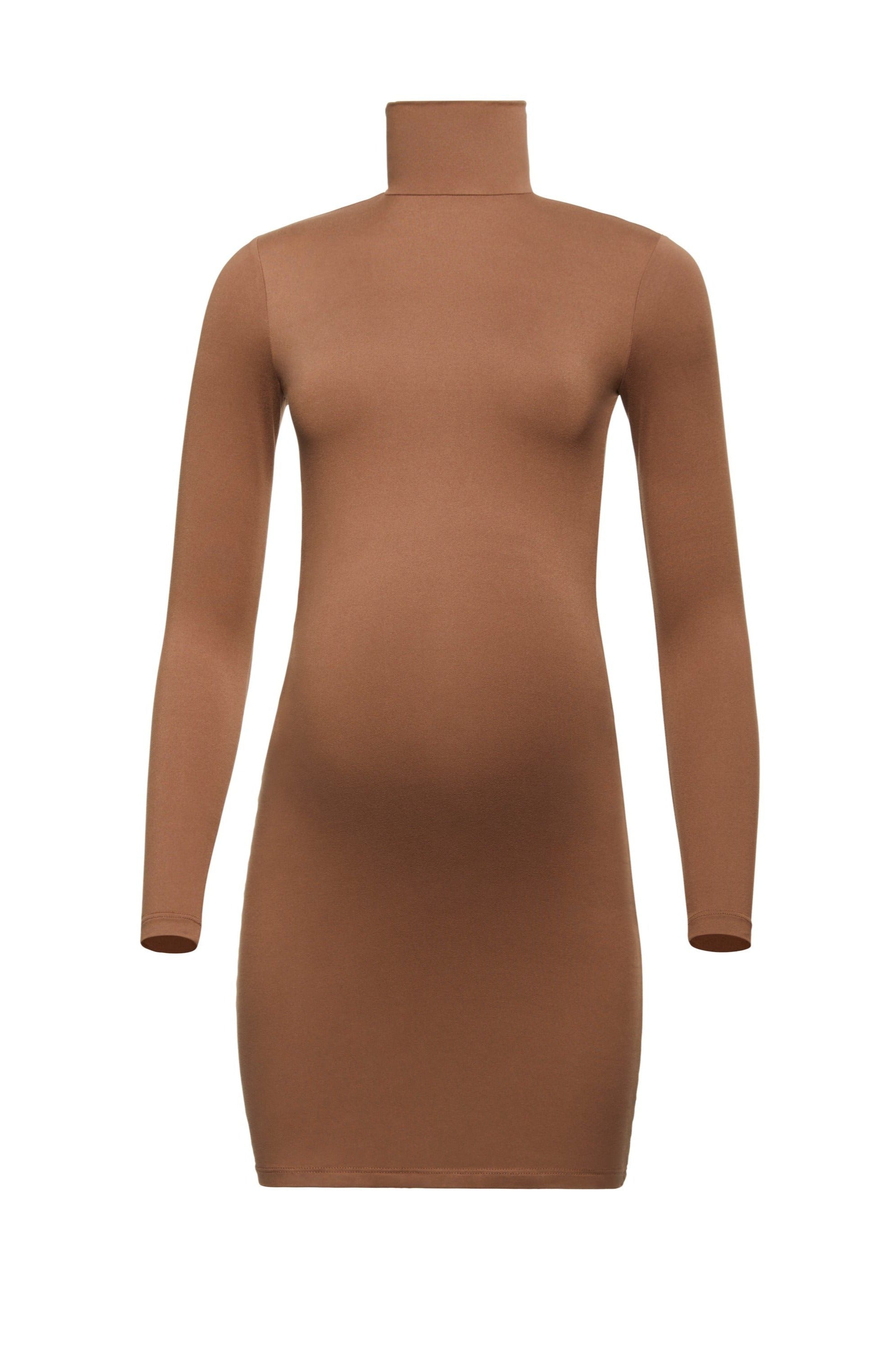 Bumpsuit Maternity The nicole long sleeve turtleneck mini dress in mocha