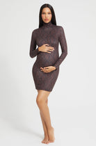 Bumpsuit Maternity The nicole long sleeve turtleneck mini dress in snake