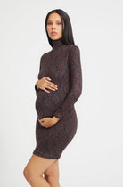 Bumpsuit Maternity The nicole long sleeve turtleneck mini dress in snake