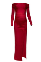 bumpsuit maternity the off the shoulder evening dress in red