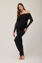 bumpsuit maternity the Off The Shoulder Maternity Soft Mesh Dress in Black