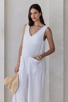 Bumpsuit maternity oversized linen jumpsuit in white